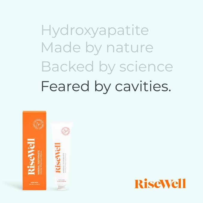 RiseWell Mineral All Natural Toothpaste with Hydroxyapatite - No Fluoride, SLS-Free - Wild Mint