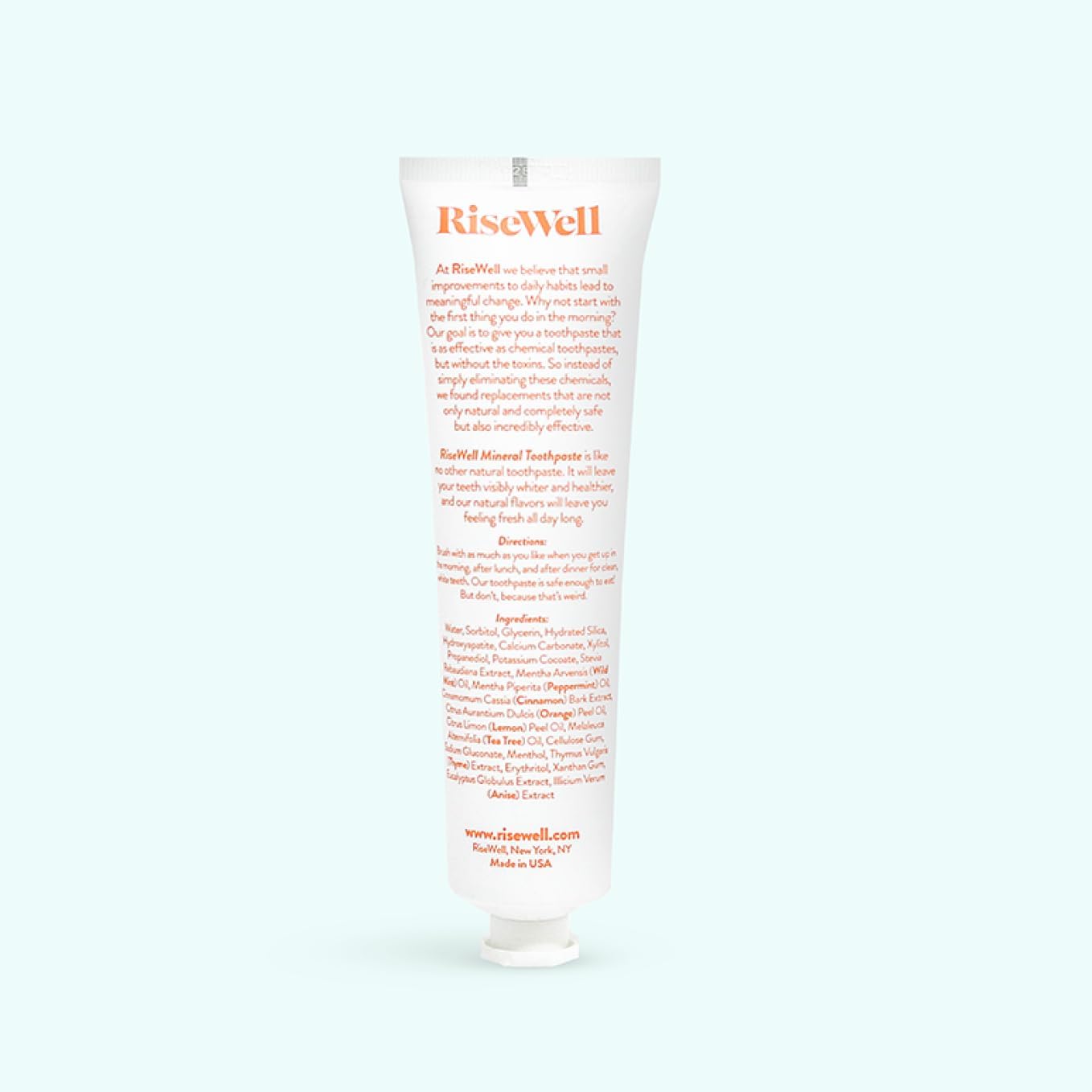 RiseWell Mineral All Natural Toothpaste with Hydroxyapatite - No Fluoride, SLS-Free - Wild Mint