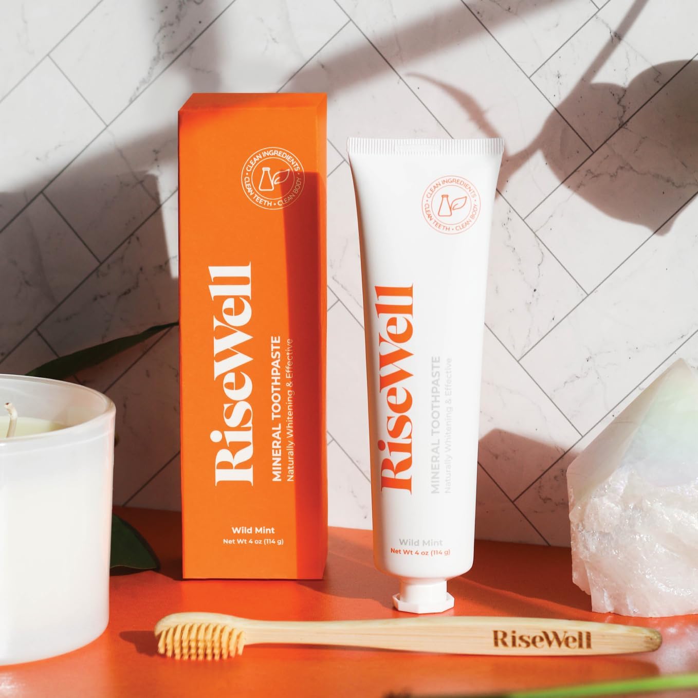 RiseWell Mineral All Natural Toothpaste with Hydroxyapatite - No Fluoride, SLS-Free - Wild Mint