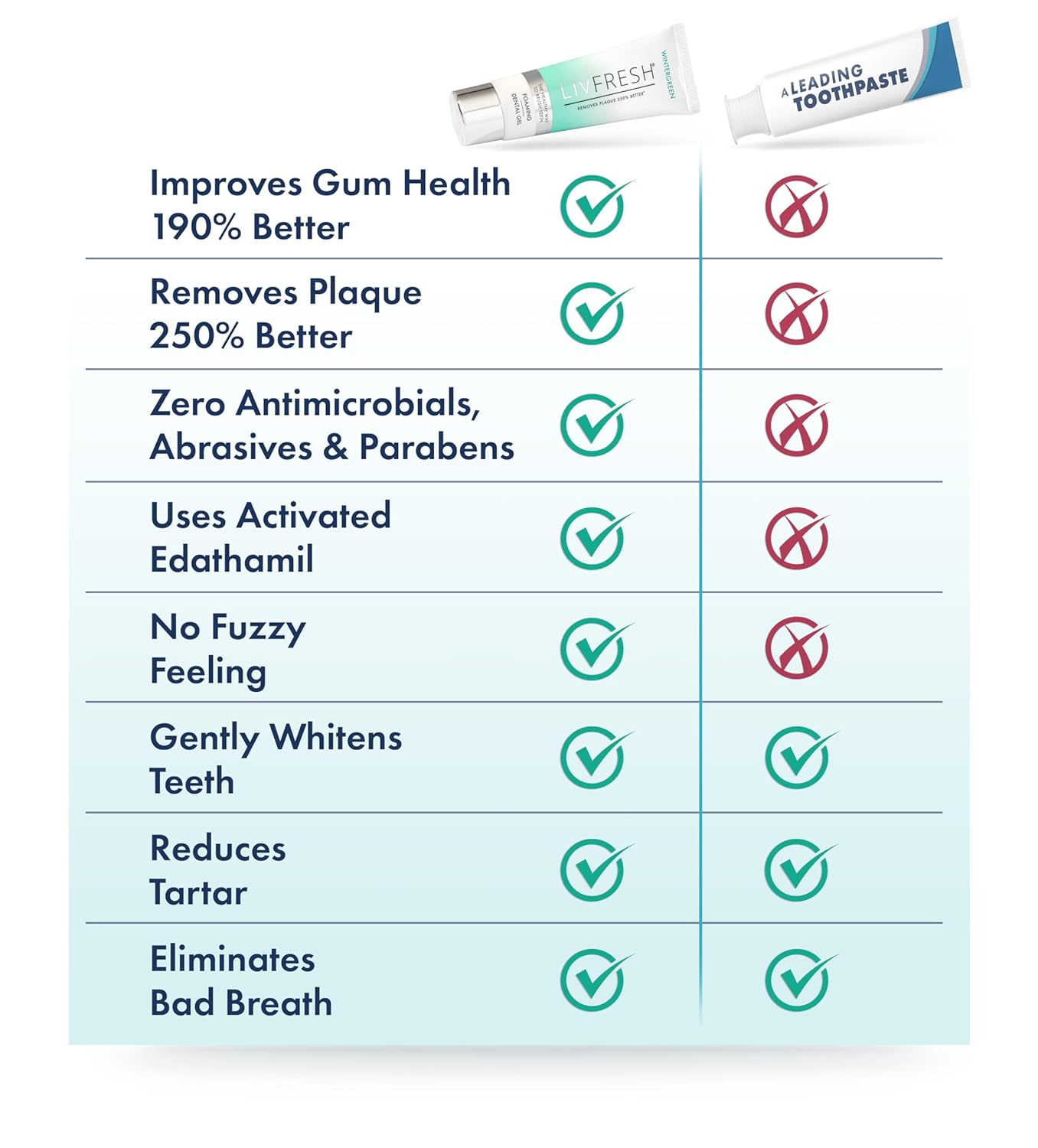 LIVFRESH Toothpaste Gel - SLS Free Dental Gel, Wintergreen