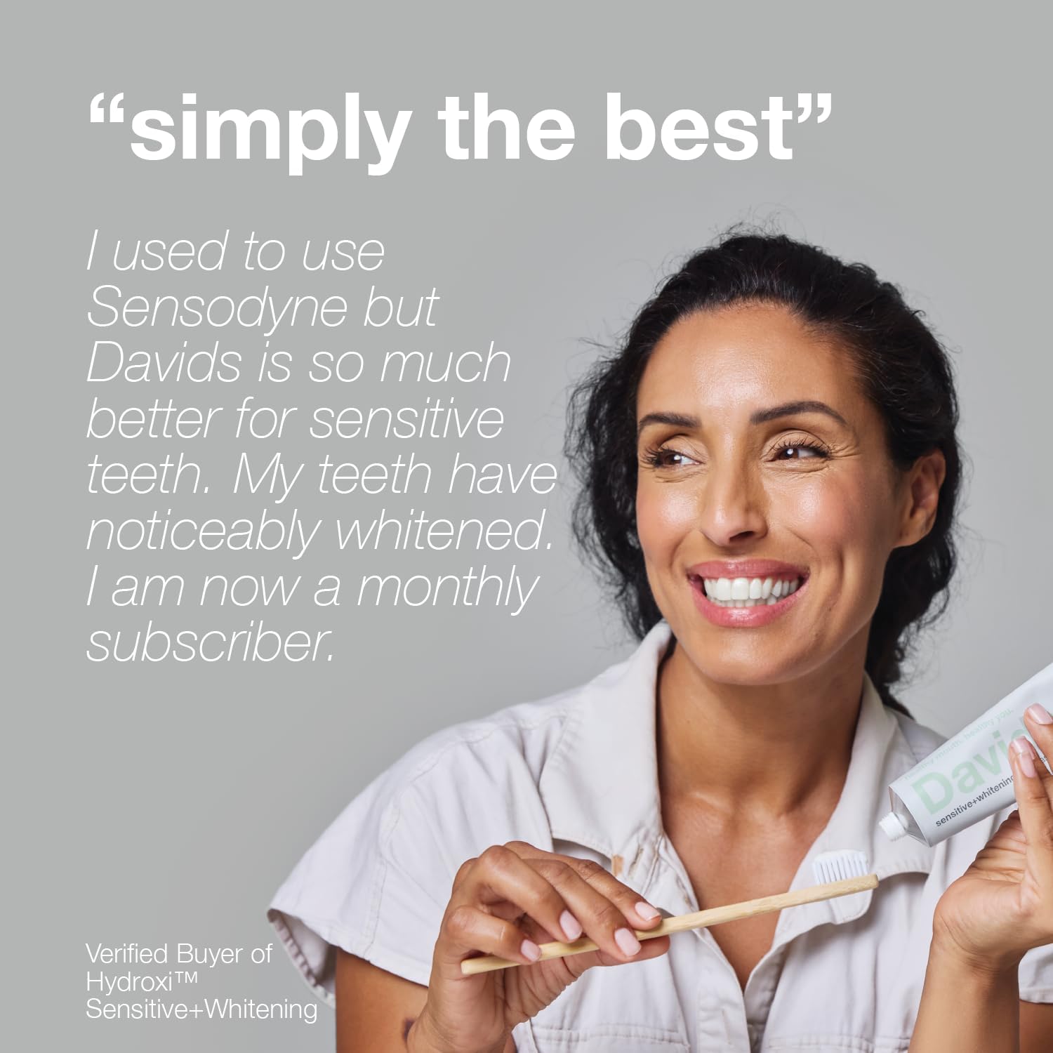 Davids Hydroxi Fluoride-Free Toothpaste - Whitening, Antiplaque, SLS Free, Natural Peppermint