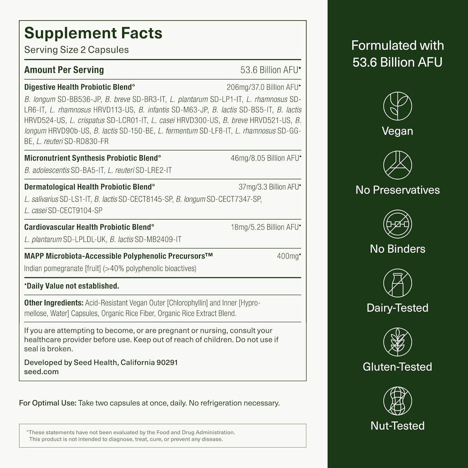 Seed DS-01 Daily Synbiotic - Prebiotic and Probiotic for Women & Men - Digestive Health, Gut Health, Immune Support, Bloating & Constipation Relief - Vegan & Shelf-Stable - 60 Capsules (30-Day Supply)